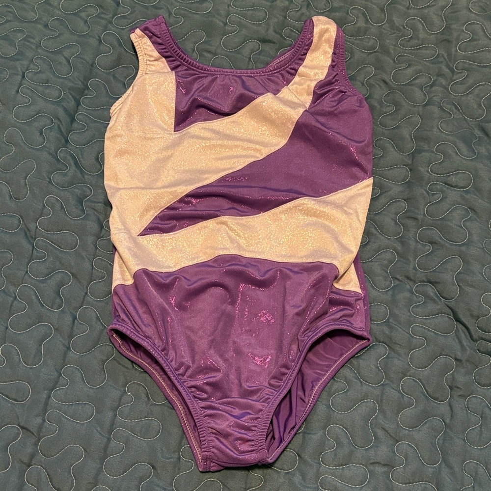 Vibrant and Glittery Purple and Pearl Girls Size 10 Tank Leotard